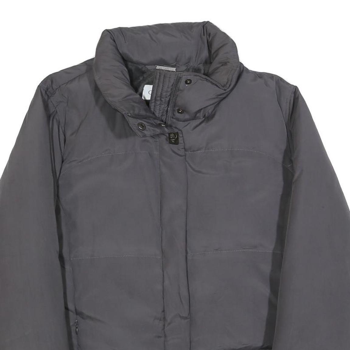 CALVIN KLEIN Womens Grey Zip Jacket M Polyester Blend Plain Lightweight Warm