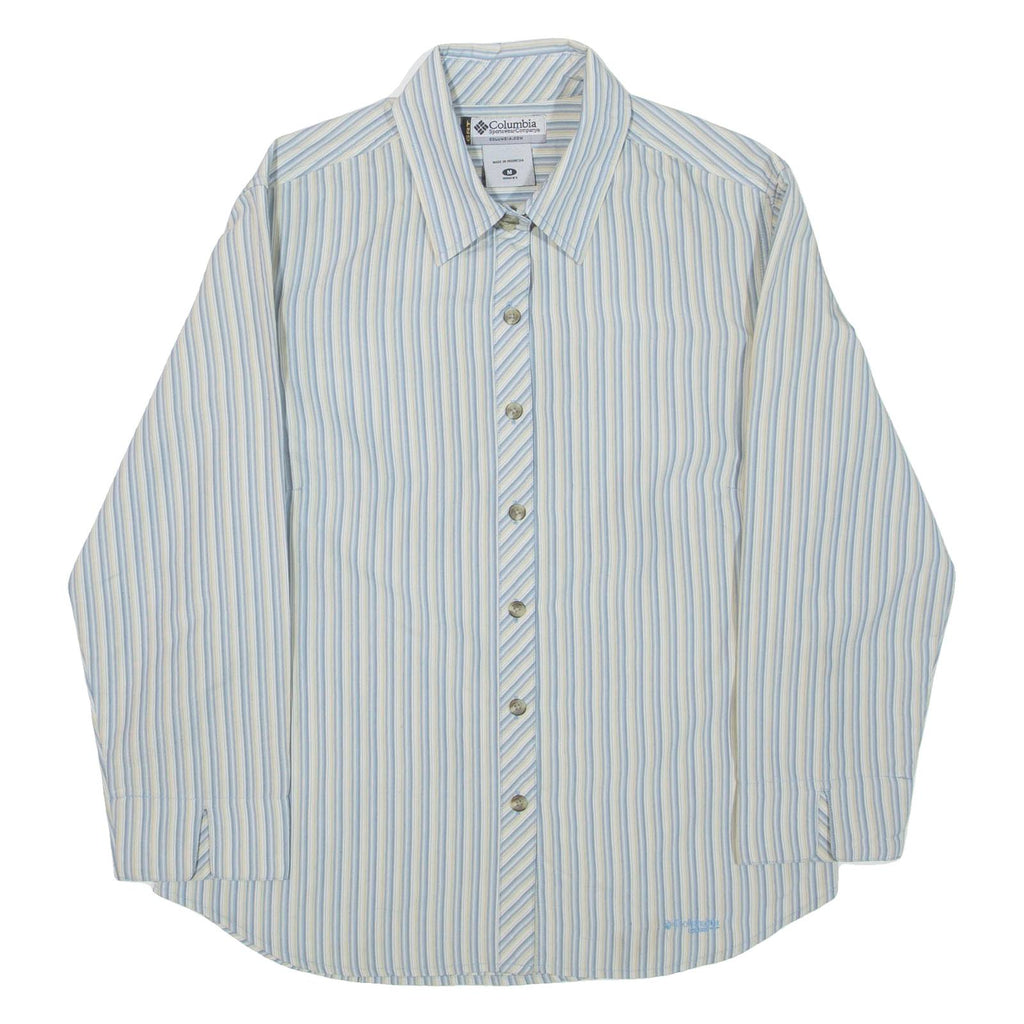 COLUMBIA Womens Shirt Blue Striped 3/4 Sleeve M