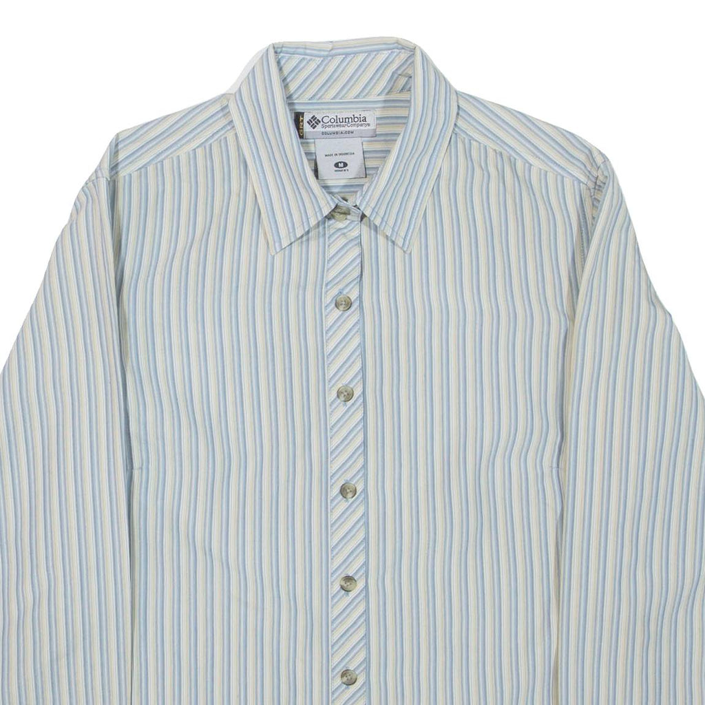COLUMBIA Womens Shirt Blue Striped 3/4 Sleeve M