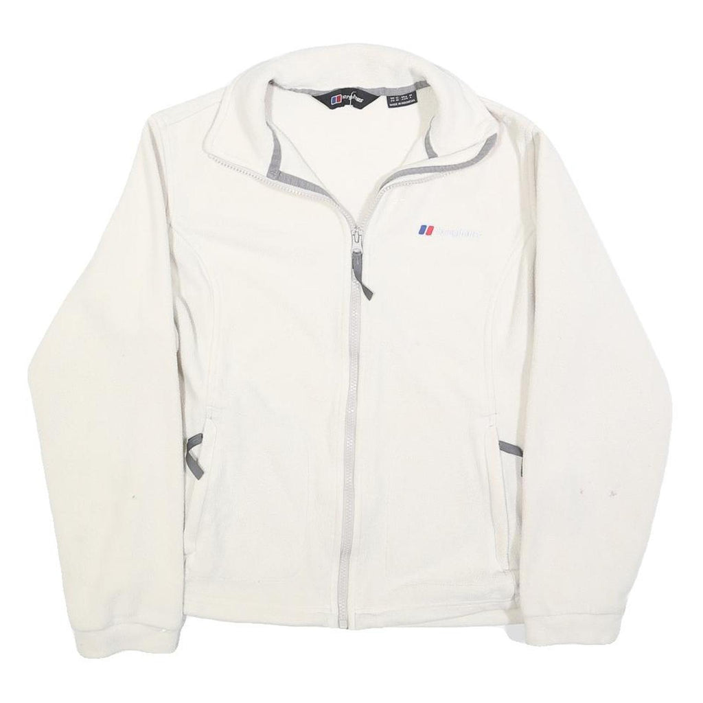 BERGHAUS Womens White Zip Jacket UK 12 Polyester Fleece Outdoor Warm Layer