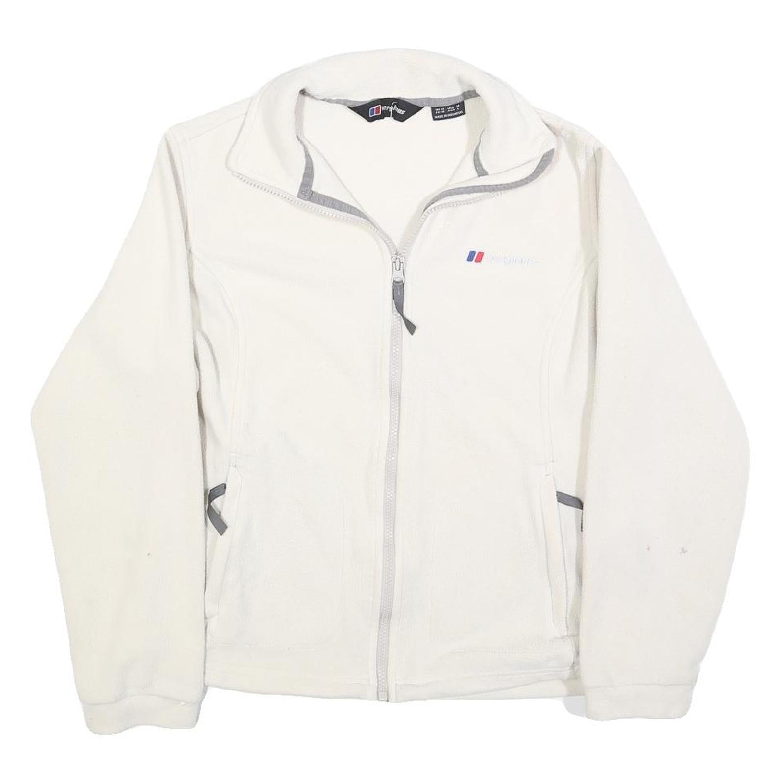BERGHAUS Womens White Zip Jacket UK 12 Polyester Fleece Outdoor Warm Layer