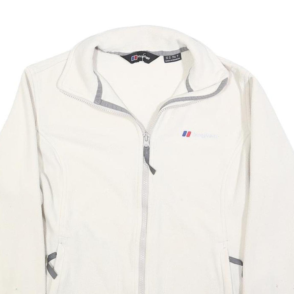 BERGHAUS Womens White Zip Jacket UK 12 Polyester Fleece Outdoor Warm Layer
