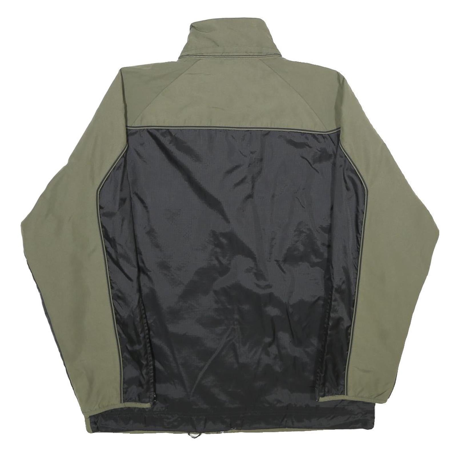 CHAMPION Mens Green & Black Colourblock Jacket S Polyester Blend Zip Outdoor