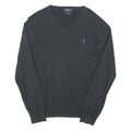 POLO RALPH LAUREN Mens Navy Blue Classic Jumper V-Neck Cotton Blend M