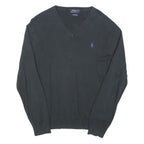 POLO RALPH LAUREN Mens Navy Blue Classic Jumper V-Neck Cotton Blend M