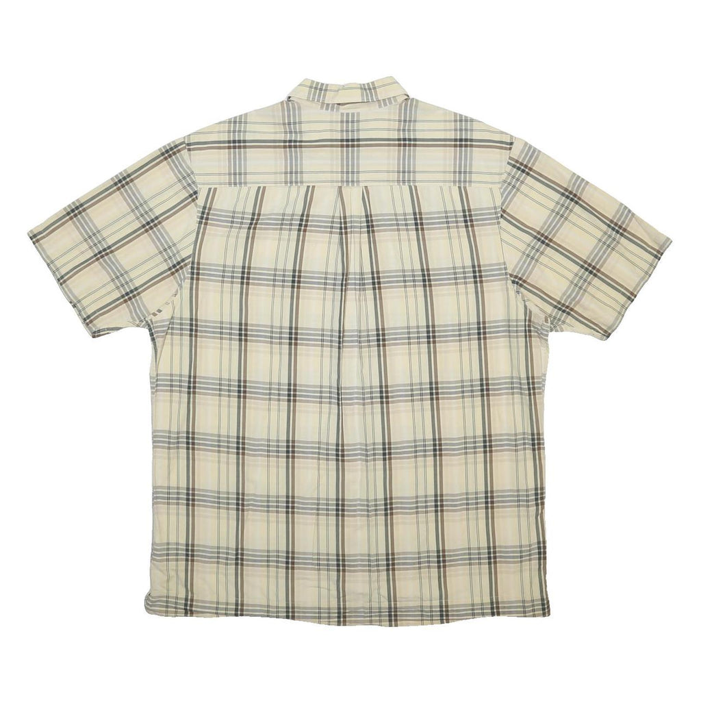 TIMBERLAND Mens Beige Check Shirt L Cotton Short Sleeve Casual Lightweight
