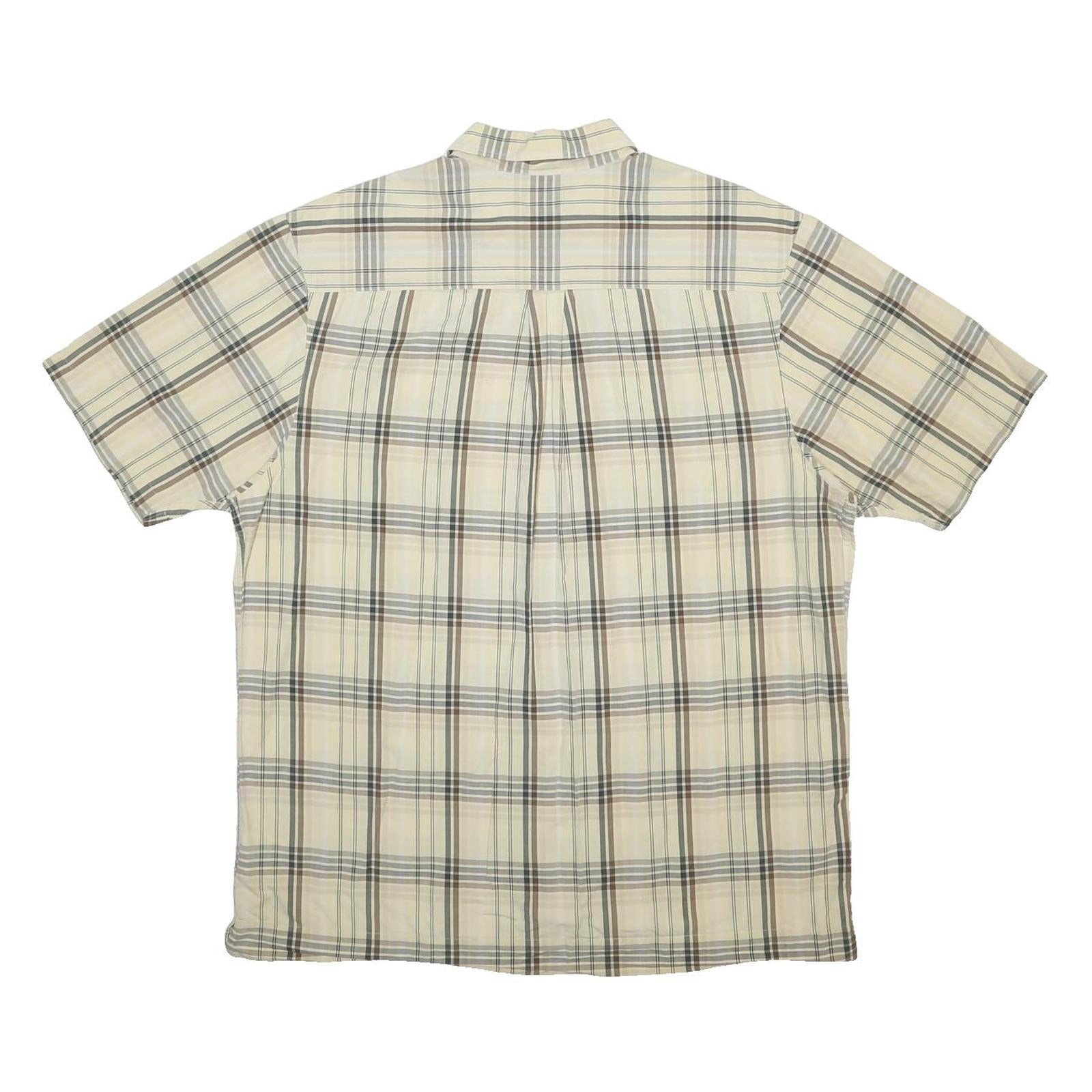 TIMBERLAND Mens Beige Check Shirt L Cotton Short Sleeve Casual Lightweight