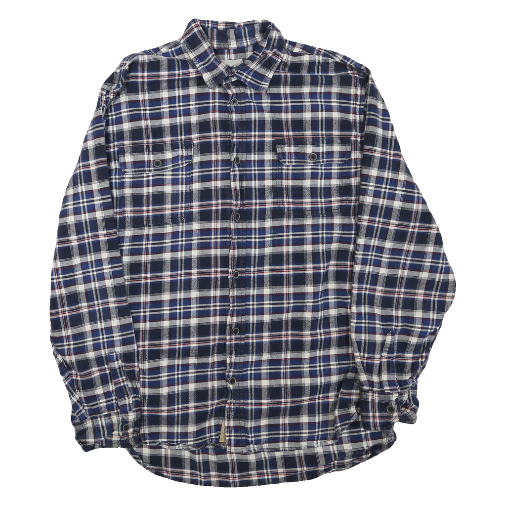 JACHS Mens Blue & White Check Shirt XL Cotton Blend Casual Long Sleeve