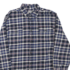 JACHS Mens Blue & White Check Shirt XL Cotton Blend Casual Long Sleeve