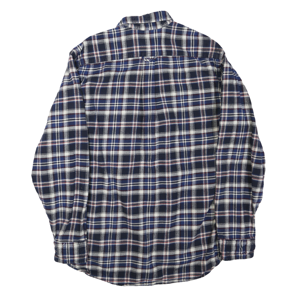 JACHS Mens Blue & White Check Shirt XL Cotton Blend Casual Long Sleeve