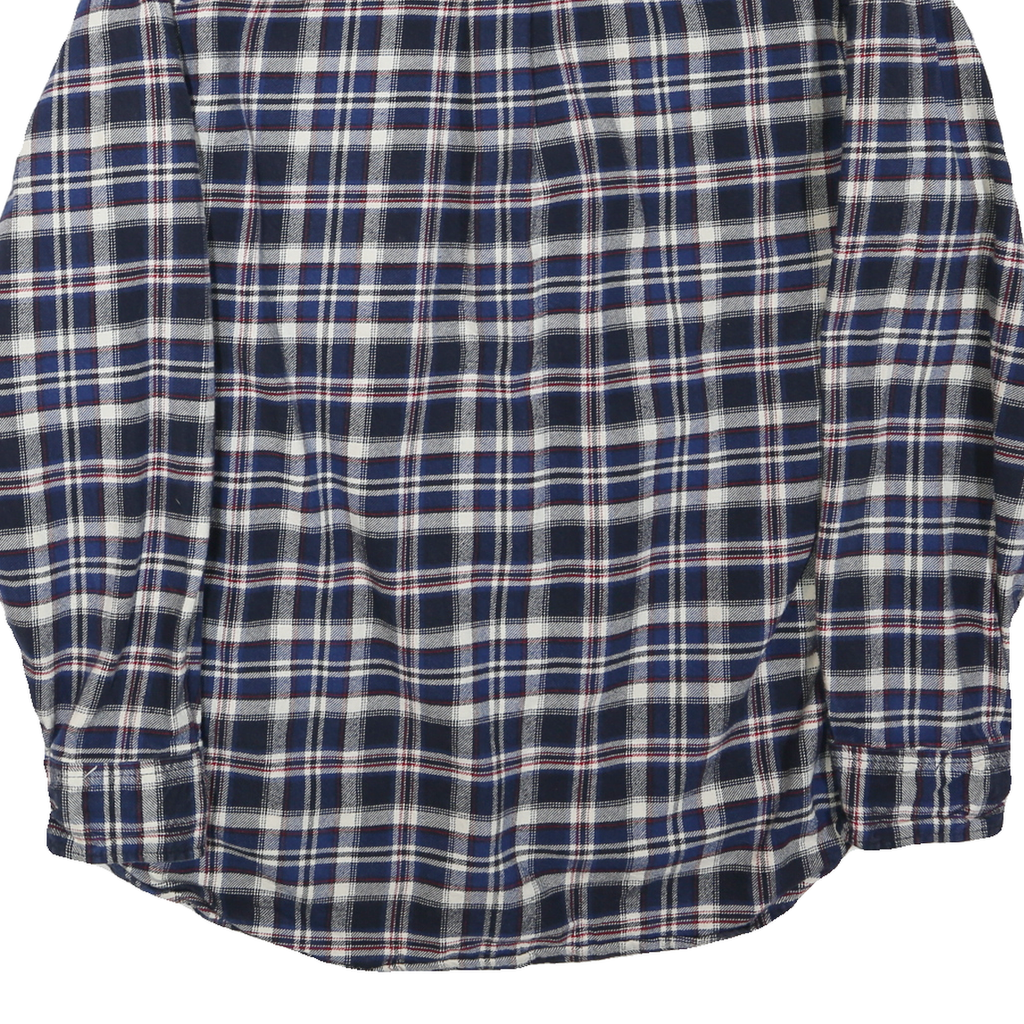 JACHS Mens Blue & White Check Shirt XL Cotton Blend Casual Long Sleeve