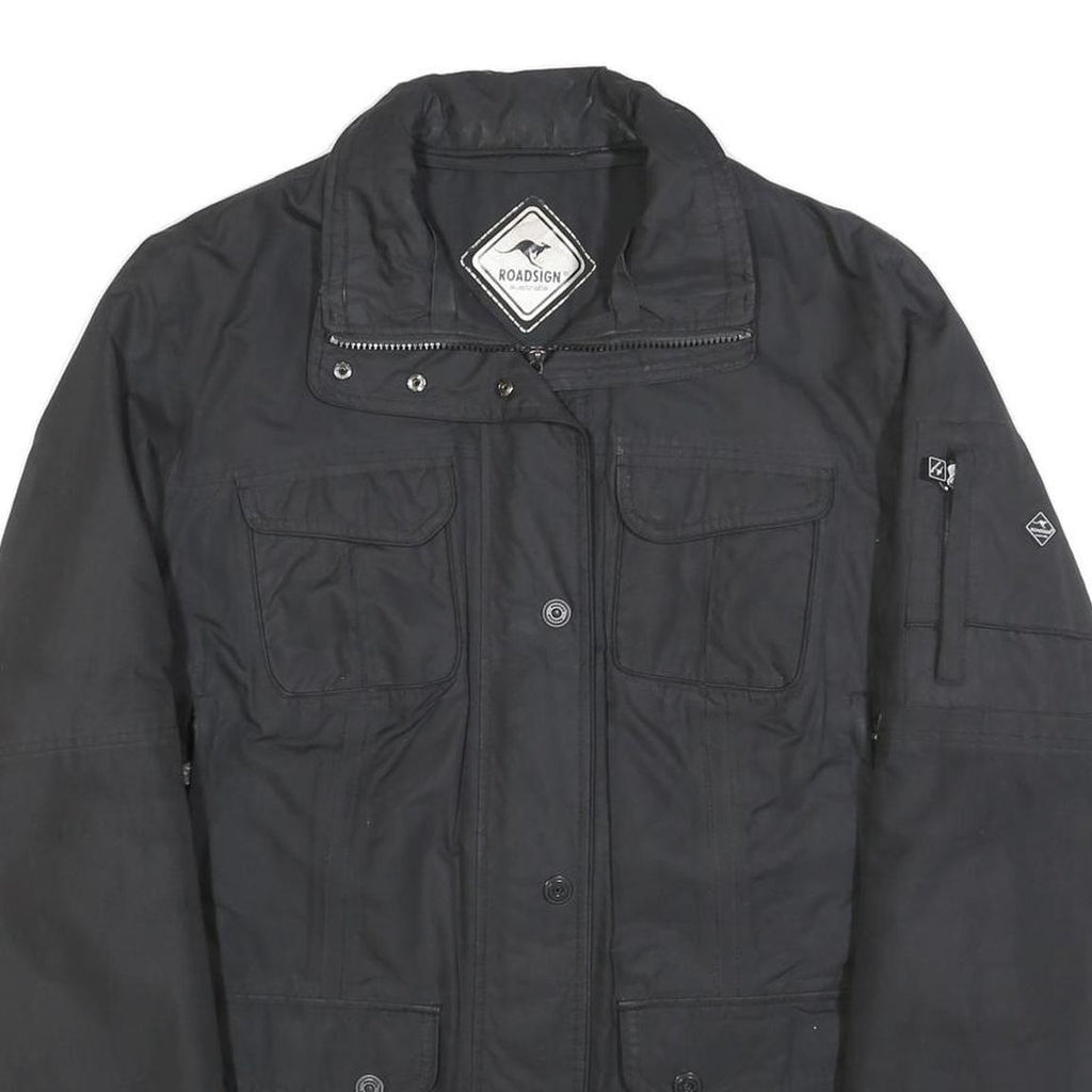ROADSIGN Womens Black Jacket L Polyester Blend Plain Zip Closure Utility Style