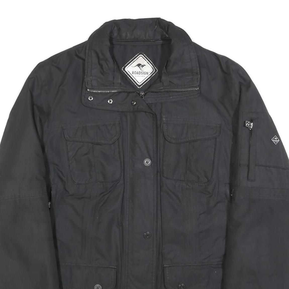 ROADSIGN Womens Black Jacket L Polyester Blend Plain Zip Closure Utility Style