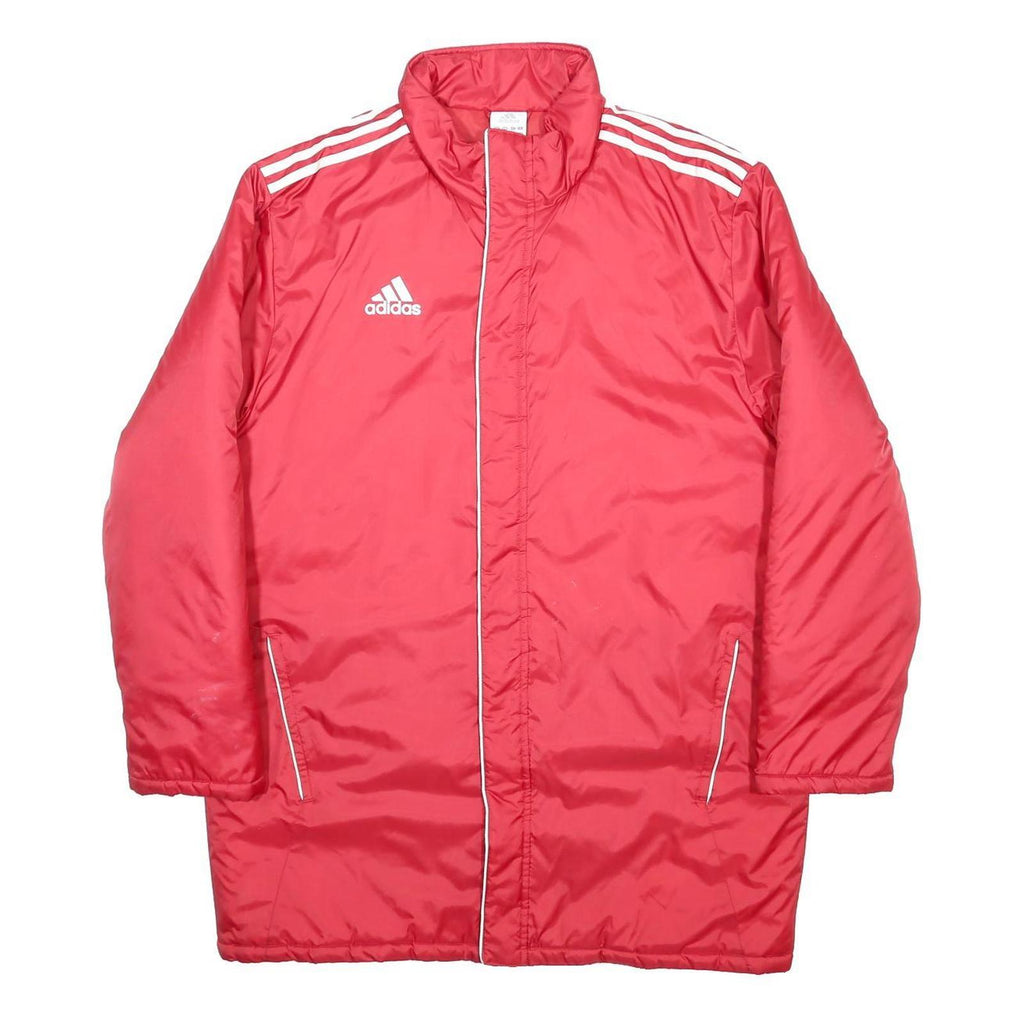 ADIDAS Mens Red Polyester Zip Jacket L Sportswear Plain 3 Stripes