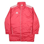 ADIDAS Mens Red Polyester Zip Jacket L Sportswear Plain 3 Stripes