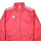 ADIDAS Mens Red Polyester Zip Jacket L Sportswear Plain 3 Stripes
