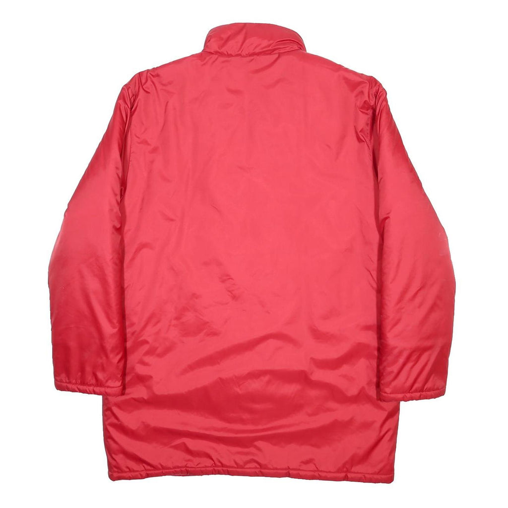 ADIDAS Mens Red Polyester Zip Jacket L Sportswear Plain 3 Stripes