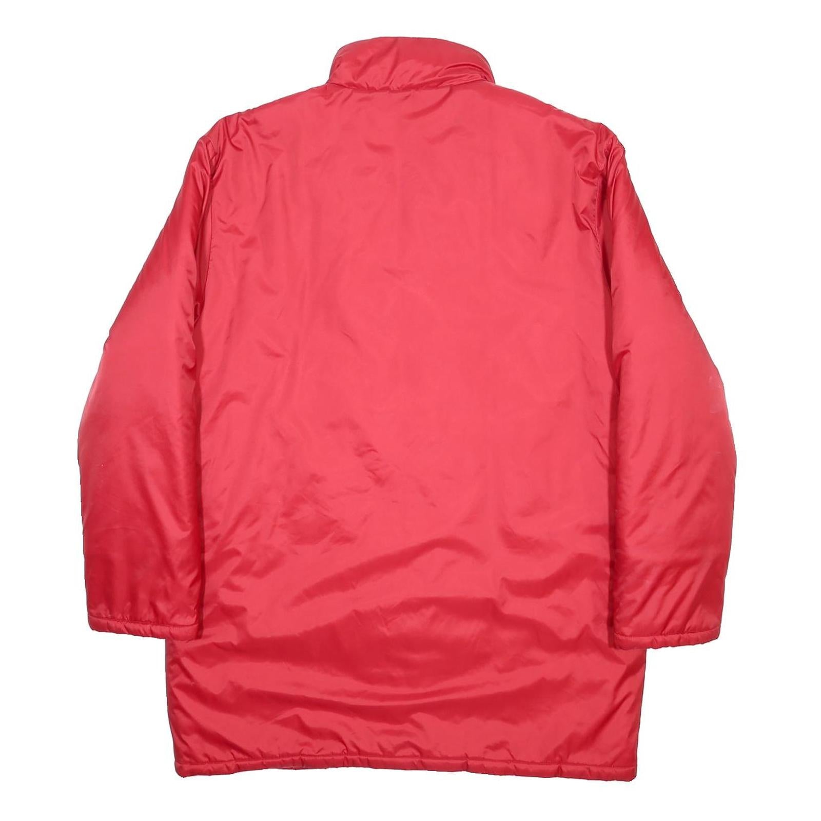 ADIDAS Mens Red Polyester Zip Jacket L Sportswear Plain 3 Stripes
