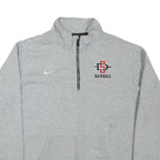 NIKE Mens Grey San Diego State Baseball 1/4 Zip Sweatshirt L Cotton Blend Casual