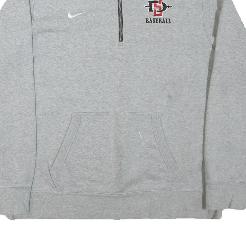 NIKE Mens Grey San Diego State Baseball 1/4 Zip Sweatshirt L Cotton Blend Casual