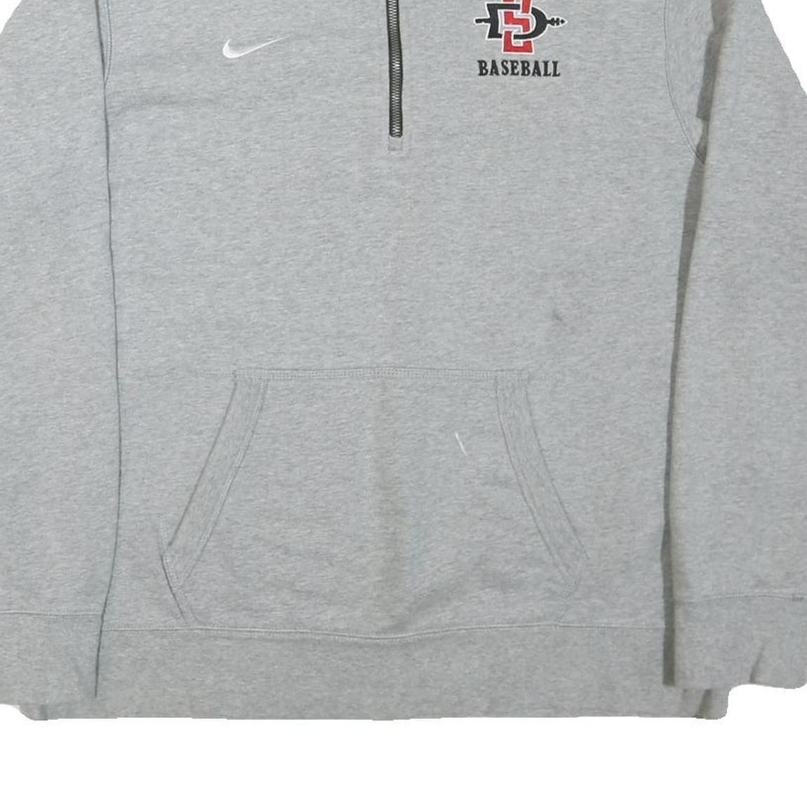 NIKE Mens Grey San Diego State Baseball 1/4 Zip Sweatshirt L Cotton Blend Casual