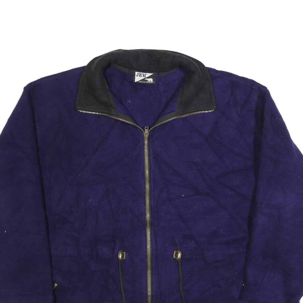 JEM Womens Blue Navy Plain Pullover Regular XL Polyester Fleece Jumper Zip