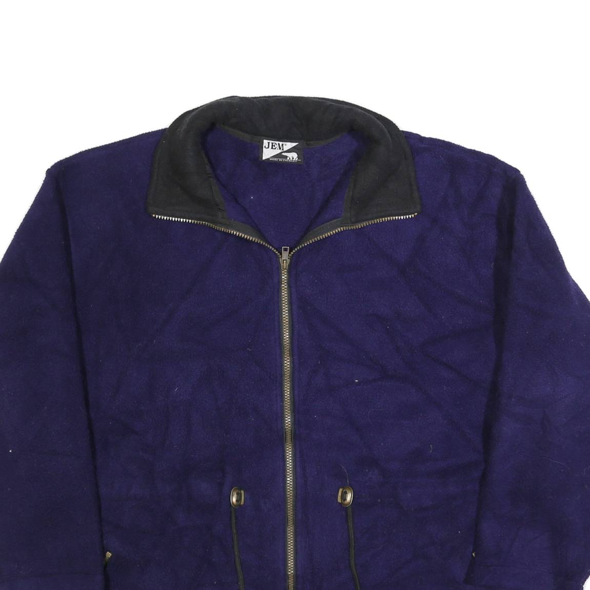 JEM Womens Blue Navy Plain Pullover Regular XL Polyester Fleece Jumper Zip