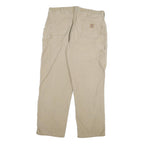 CARHARTT Mens Relaxed Beige Cotton Blend Workwear Trousers W38 L32 Utility Zip