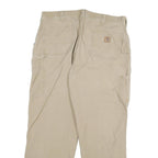 CARHARTT Mens Relaxed Beige Cotton Blend Workwear Trousers W38 L32 Utility Zip