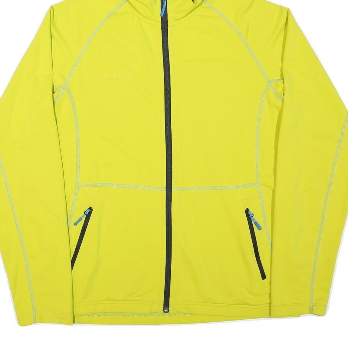 MAMMUT Mens Yellow Hooded Jacket M Polyester Blend Plain Zip Outdoor Activewear