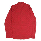GUESS Mens Red Plaid Cotton Blend Shirt L Stylish Designer Casual Wear