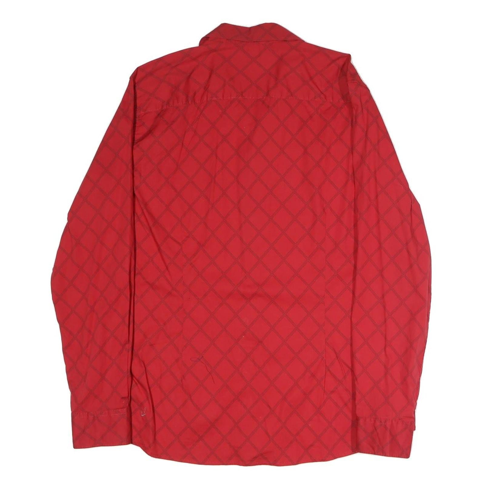 GUESS Mens Red Plaid Cotton Blend Shirt L Stylish Designer Casual Wear