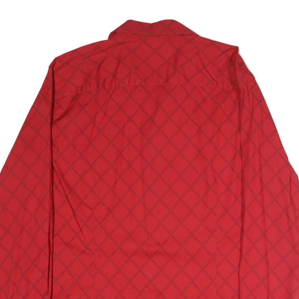 GUESS Mens Red Plaid Cotton Blend Shirt L Stylish Designer Casual Wear