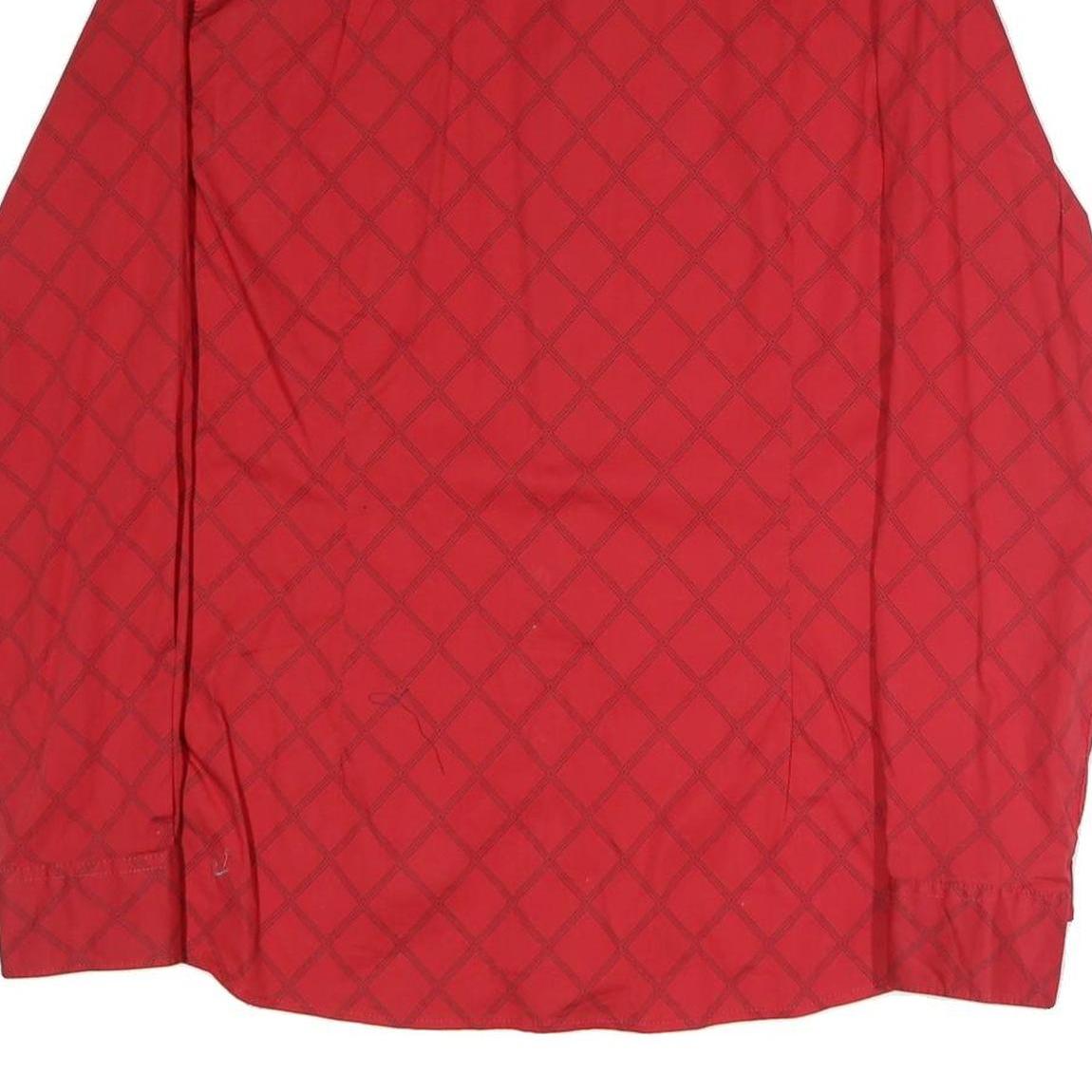 GUESS Mens Red Plaid Cotton Blend Shirt L Stylish Designer Casual Wear