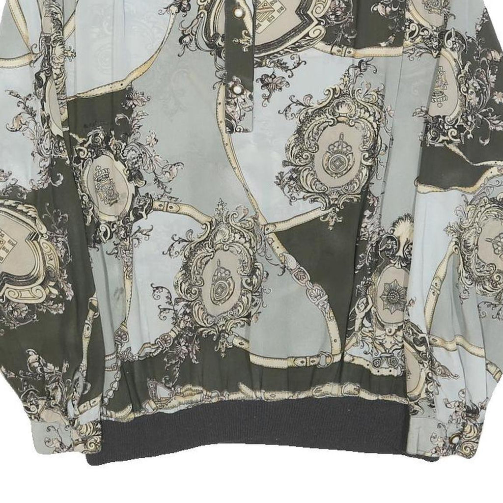 DONNA ELENA Womens Green & Cream Printed Shirt Long Sleeve Collared M Elegant