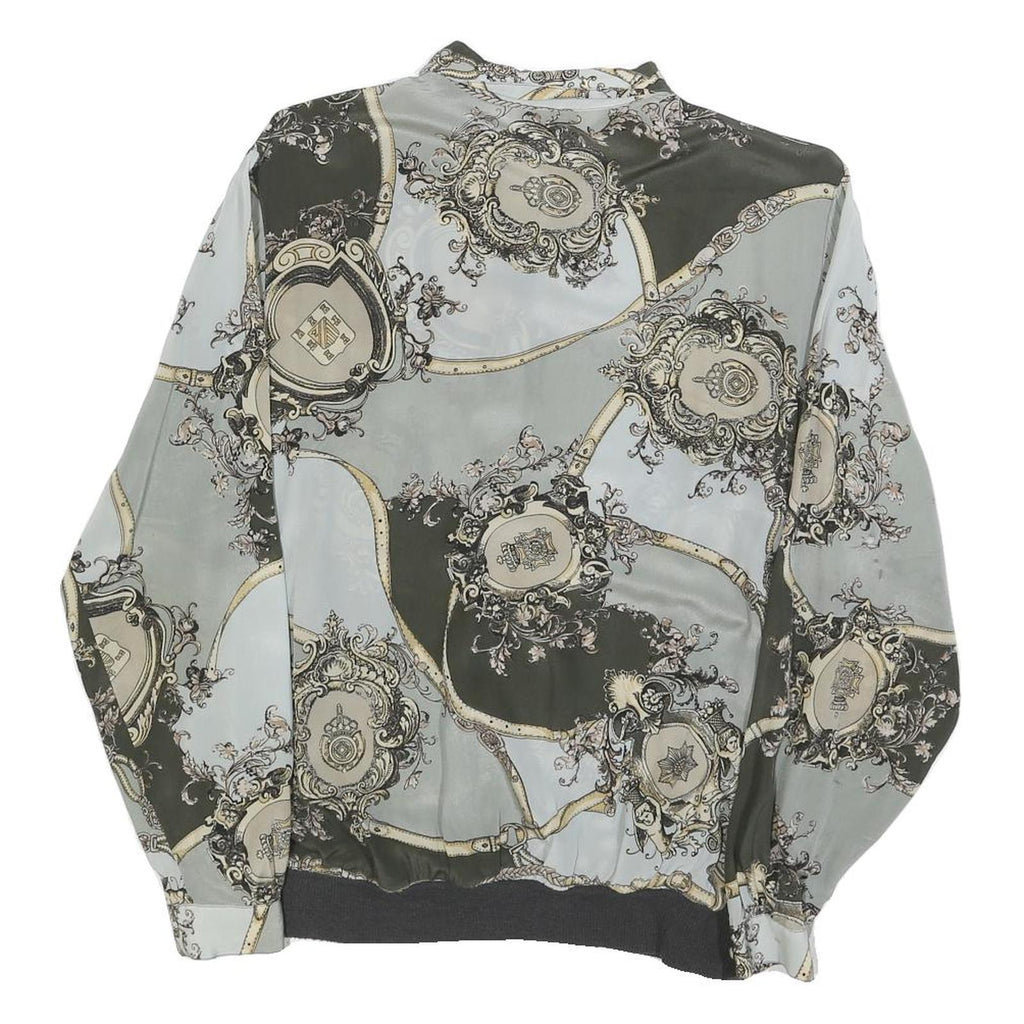 DONNA ELENA Womens Green & Cream Printed Shirt Long Sleeve Collared M Elegant