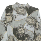 DONNA ELENA Womens Green & Cream Printed Shirt Long Sleeve Collared M Elegant