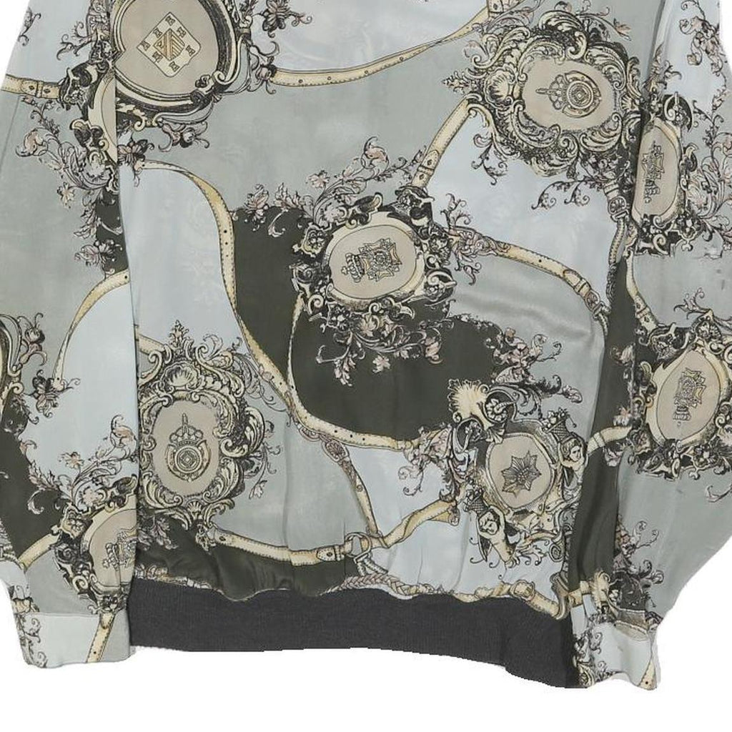 DONNA ELENA Womens Green & Cream Printed Shirt Long Sleeve Collared M Elegant