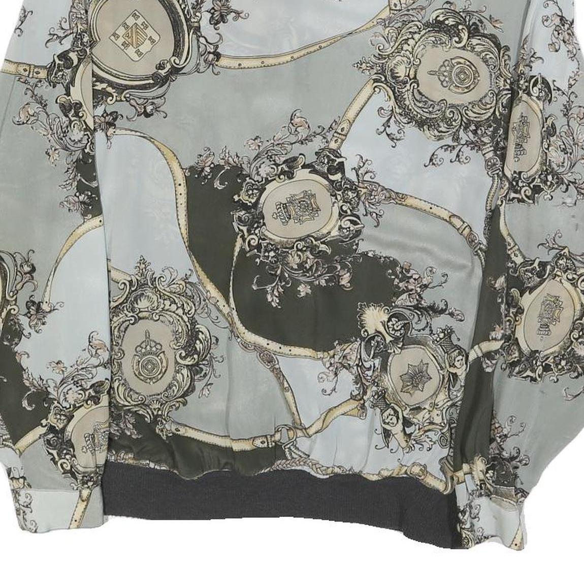 DONNA ELENA Womens Green & Cream Printed Shirt Long Sleeve Collared M Elegant