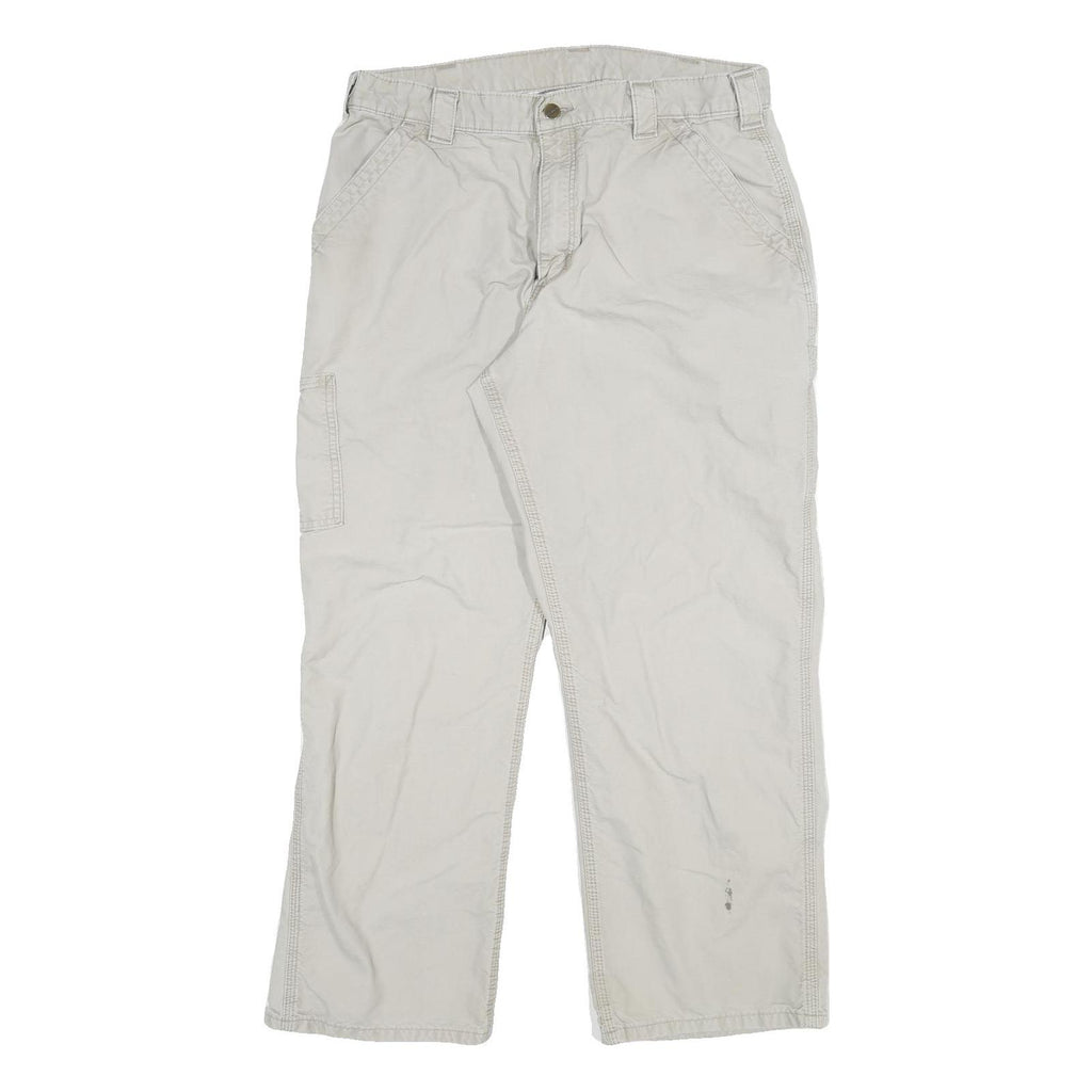CARHARTT Mens Cotton Blend Relaxed W34 L28 Workwear Cargo Trousers Beige