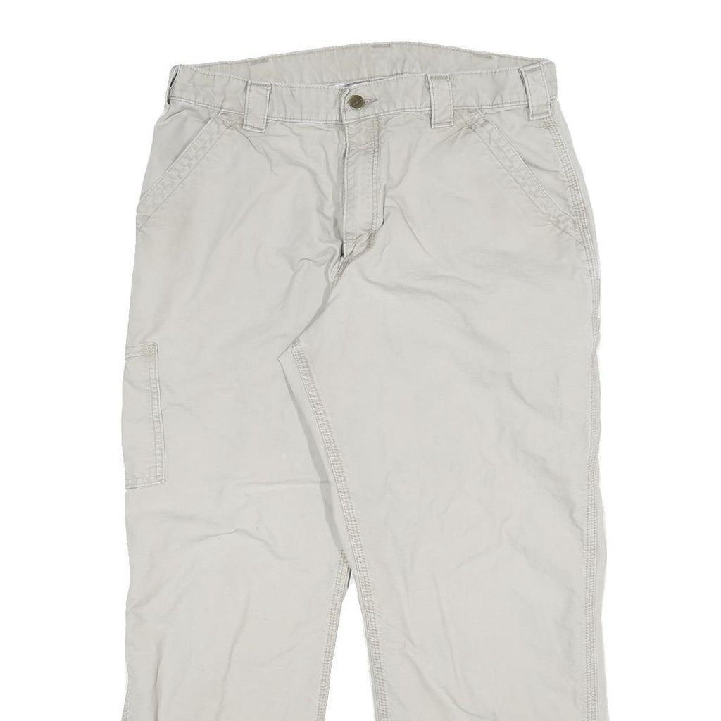 CARHARTT Mens Cotton Blend Relaxed W34 L28 Workwear Cargo Trousers Beige