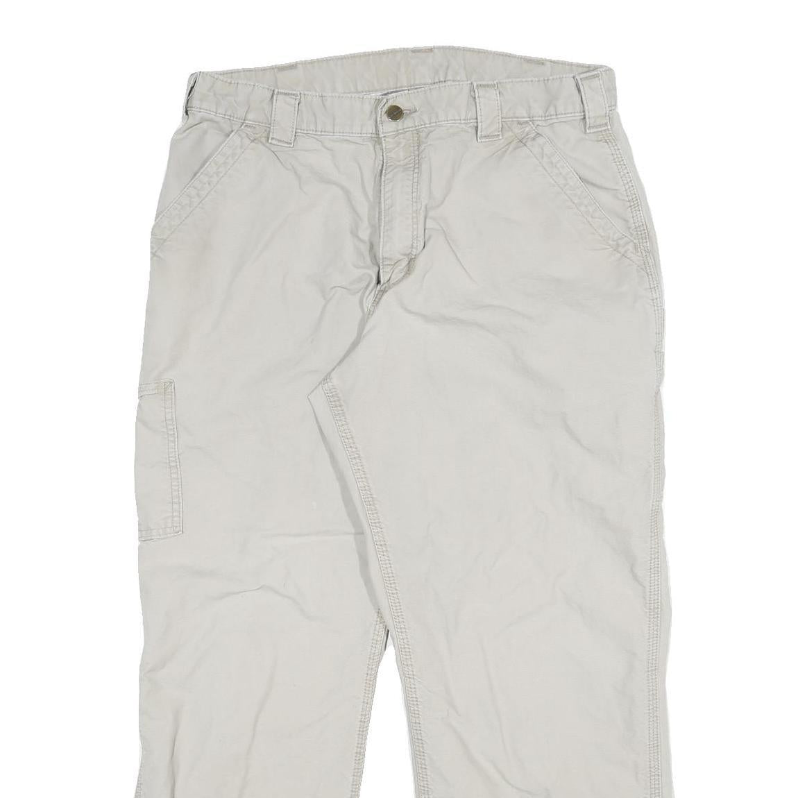 CARHARTT Mens Cotton Blend Relaxed W34 L28 Workwear Cargo Trousers Beige