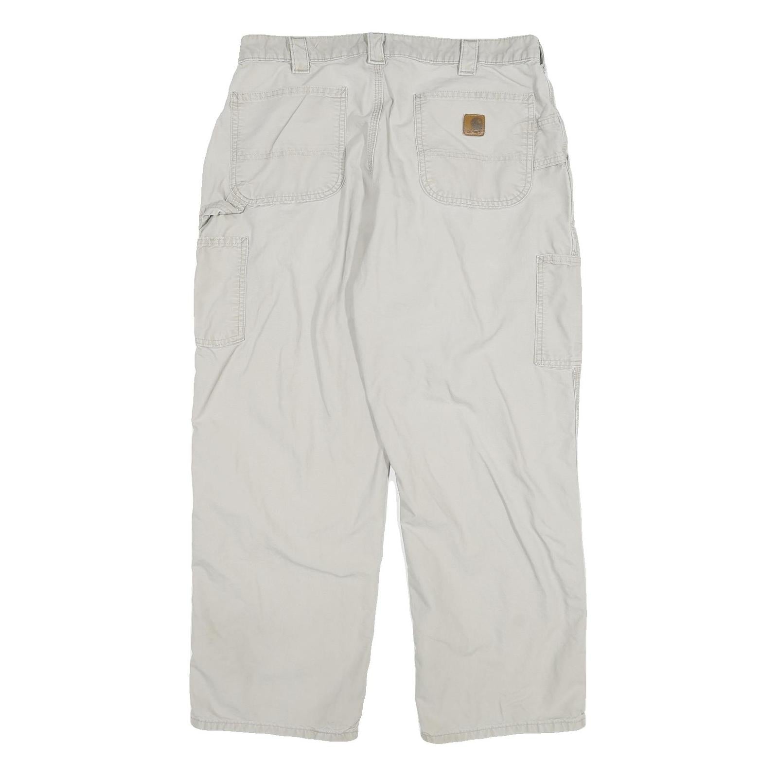 CARHARTT Mens Cotton Blend Relaxed W34 L28 Workwear Cargo Trousers Beige