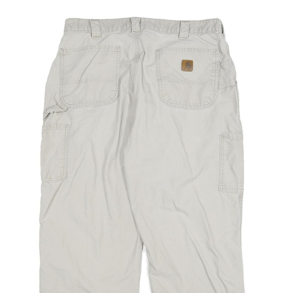 CARHARTT Mens Cotton Blend Relaxed W34 L28 Workwear Cargo Trousers Beige