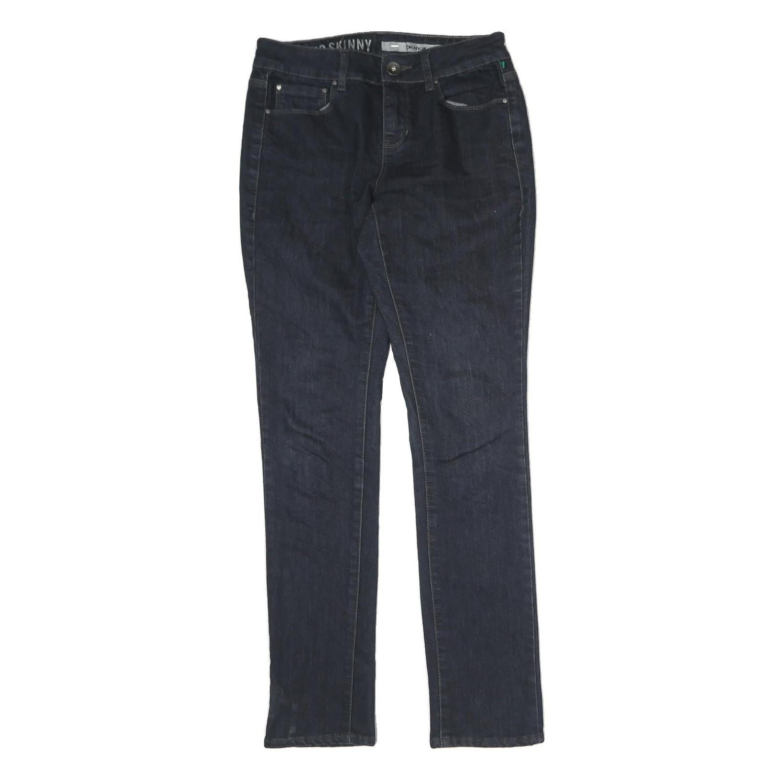 DKNY Mens Slim Skinny Jeans Blue Denim Cotton Blend W28 L30 Zip Closure