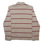 LACOSTE Mens Beige & Red Striped Long Sleeve Polo Shirt S Cotton Classic