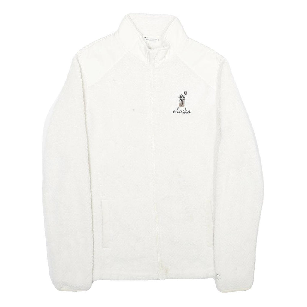 CHAMPION Womens White Zip Jacket M Polyester Plain Casual Outdoor Warm