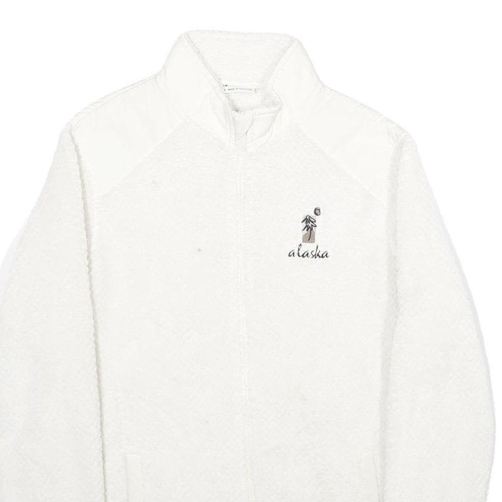 CHAMPION Womens White Zip Jacket M Polyester Plain Casual Outdoor Warm