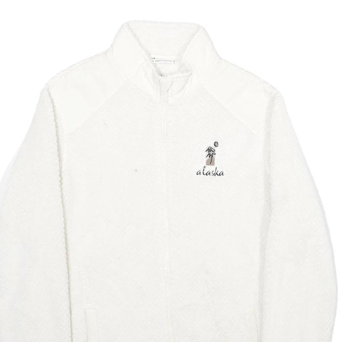 CHAMPION Womens White Zip Jacket M Polyester Plain Casual Outdoor Warm