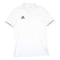 ADIDAS Mens White Black Logo Short Sleeve Cotton Blend Polo Shirt L Sports